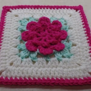 Crochet rose Granny Square pattern 303 DIGITAL DOWNLOAD ONLY