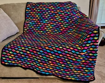 Crochet Polychromatic Crochet Blanket  DIGITAL DOWNLOAD ONLY