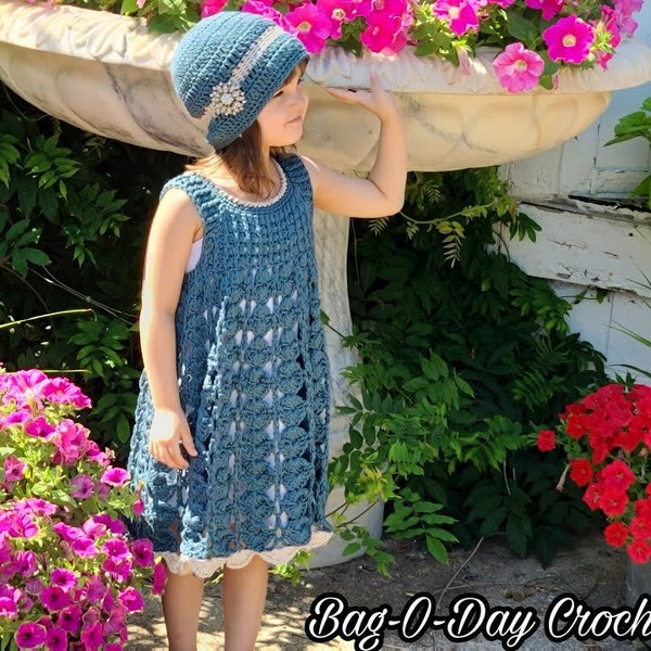Crochet Toddler Dress & Hat For Girls Pattern DIGITAL DOWNLOAD ONLY