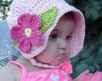 Crochet Baby Summer Fun Sun Hat Bonnet Pattern DIGITAL DOWNLOAD ONLY