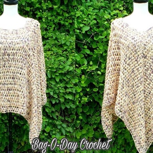 How to Crochet A Poncho Crochet Pattern 505 "Pebbles In The Sand" Bagoday Crochet DIGITAL DOWNLOAD ONLY