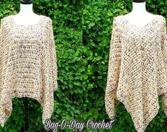 How to Crochet A Poncho Crochet Pattern 505 "Pebbles In The Sand" Bagoday Crochet DIGITAL DOWNLOAD ONLY