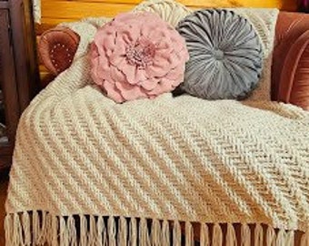 Crochet Diagonal Cable Blanket - Moments To Memories Pattern DIGITAL DOWNLOAD ONLY