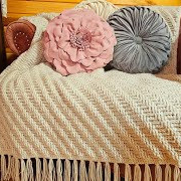 Crochet Diagonal Cable Blanket - Moments To Memories Pattern DIGITAL DOWNLOAD ONLY