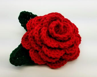 Crochet Red Rose - Etsy