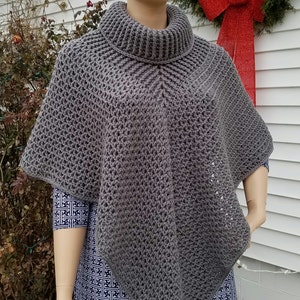 Crochet Cowl Neck Shawl Pattern 357 One Size Fits Most DIGITAL DOWNLOAD ONLY