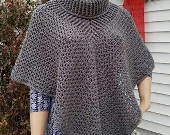 Crochet Cowl Neck Shawl Pattern 357 One Size Fits Most DIGITAL DOWNLOAD ONLY