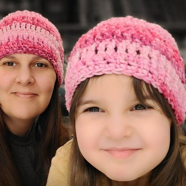 Crochet Hat for Adult and Child Pattern 735 DIGITAL DOWNLOAD ONLY