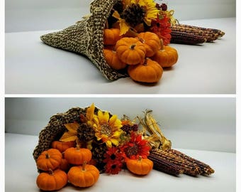 Crochet Fall Decor Cornucopia Table Topper Harvest Crochet Pattern DIGITAL DOWNLOAD ONLY