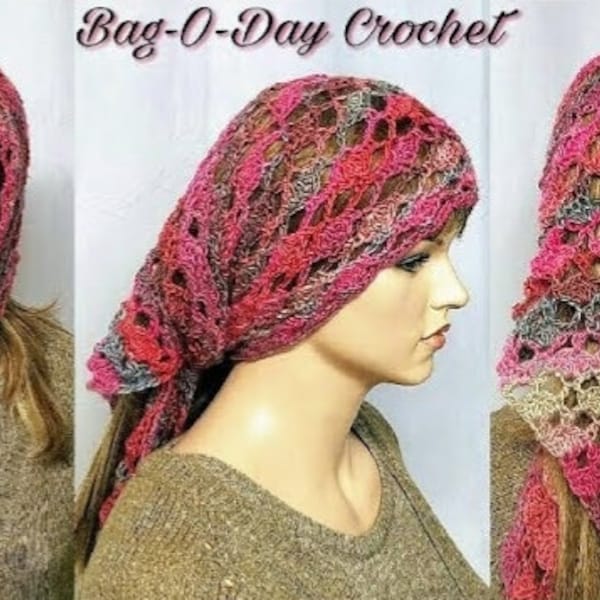 Crochet Headscarf Crochet Pattern 470 "Gypsy Rose" Headscarf DIGITAL DOWNLOAD ONLY