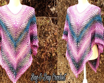 Spring Summer Crochet Poncho Pattern 576 DIGITAL DOWNLOAD ONLY