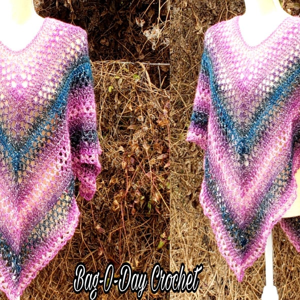 Spring Summer Crochet Poncho Pattern 576 DIGITAL DOWNLOAD ONLY