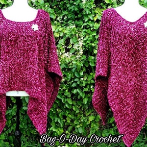 How To Crochet A Poncho Crochet Poncho Pattern 514 "Crushed Velvet Poncho" Bagoday Crochet DIGITAL DOWNLOAD ONLY