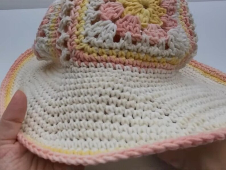 Crochet Easy Granny Square Sun Hat With Brim Pattern Bagoday DIGITAL ...