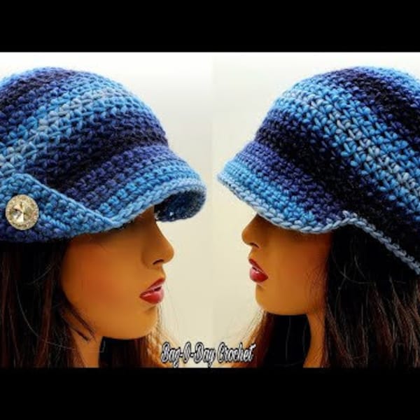 Easy Crochet Beanie for Beginners Newsboy Hat With Brim Bag O Day Crochet Pattern 670 DIGITAL DOWNLOAD ONLY