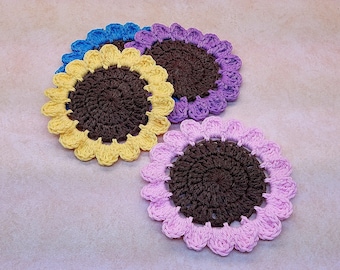 Crochet Wildflowers Coaster Set Pattern 394 DIGITAL DOWNLOAD ONLY