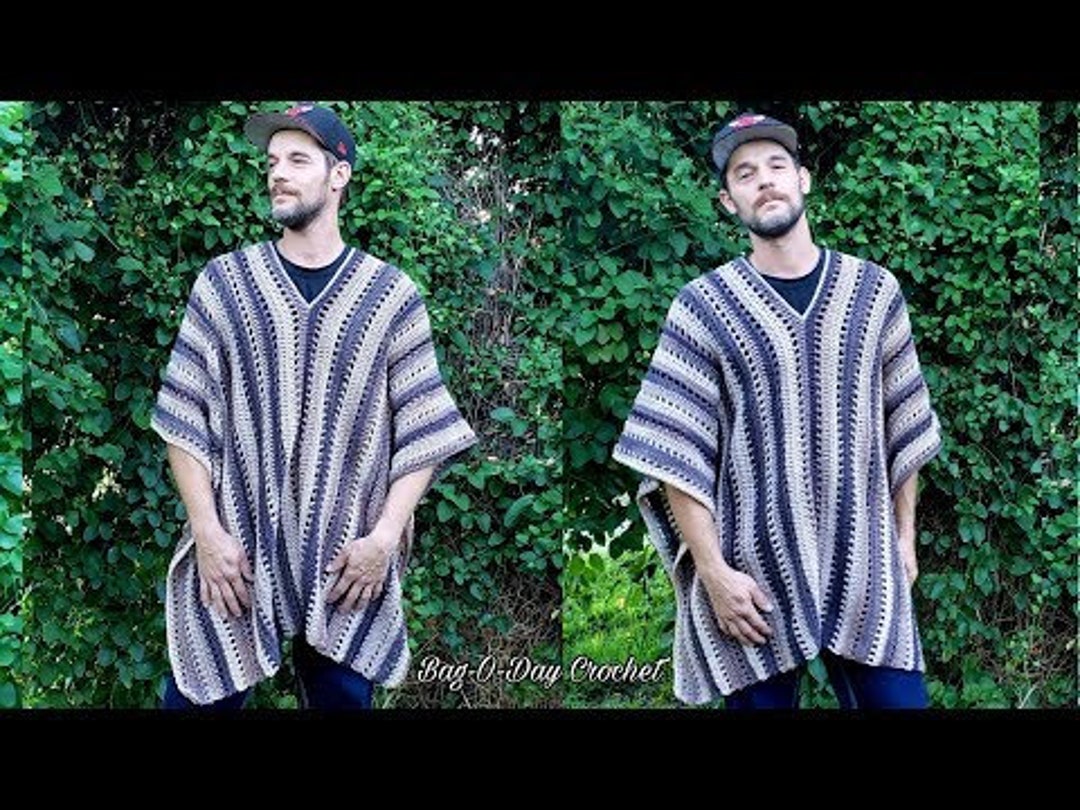 Easy Crochet Mens Poncho Bagoday Crochet Pattern DIGITAL DOWNLOAD ONLY