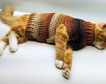 Crochet Cat Sweater Stevens Striped Sweater Crochet Pattern 426 Size Large DIGITAL DOWNLOAD ONLY