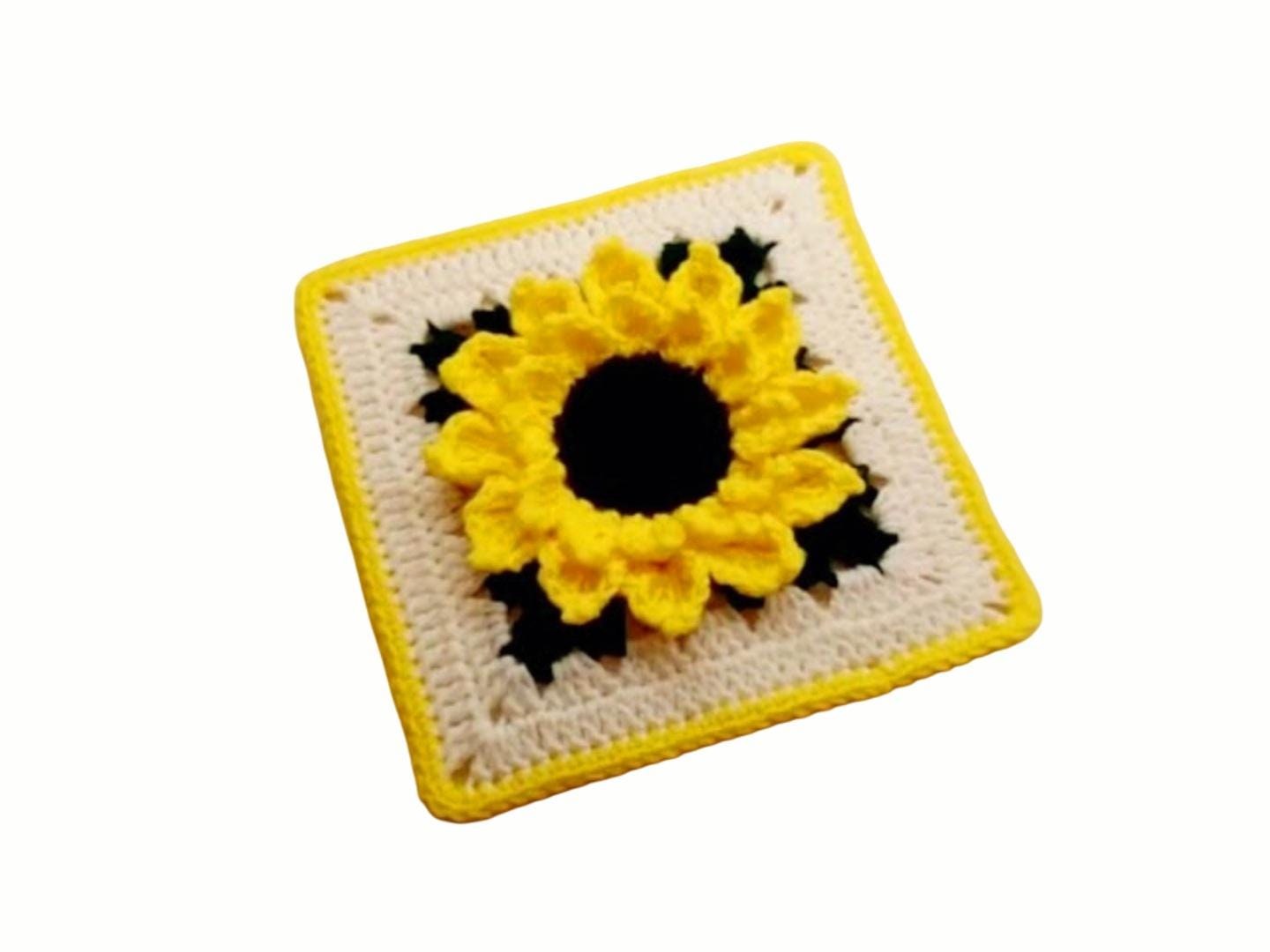 Crochet Sunflower granny square 10" Bagoday Crochet DIGITAL DOWNLOAD ONLY