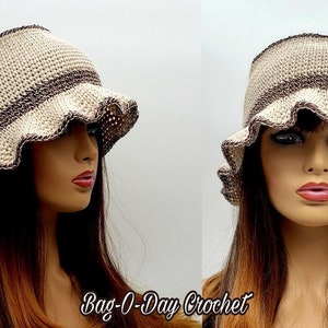 Crochet Summer Hat Pattern: Easy Cotton Beach Hat (Digital Download)