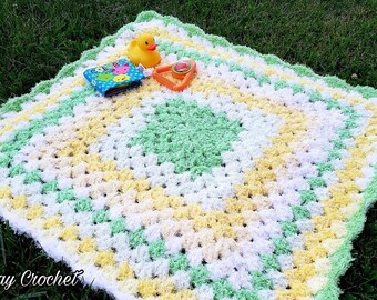 Easy Crochet Baby Blanket Play Mat Crochet Pattern Playtime At Grannies DIGITAL DOWNLOAD ONLY