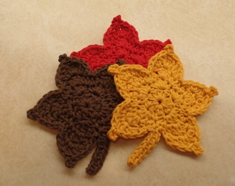 Crochet Easy Fall Leaf Autumn Leaf crochet leaves pattern DIGITAL DOWNLOAD ONLY