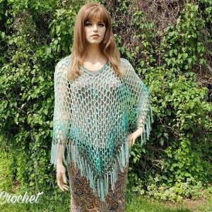 Crochet The Lacy Mint Poncho Bagoday Crochet Pattern DIGITAL DOWNLOAD ONLY