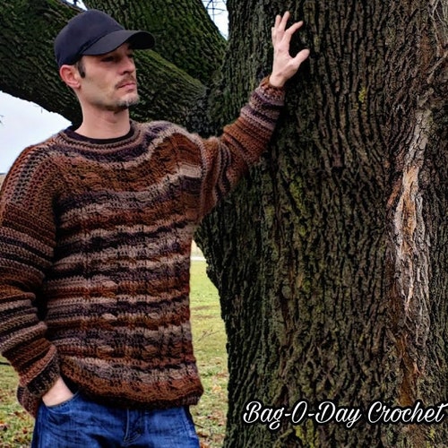 Crochet Sweater Pattern 560 Mens Cable 