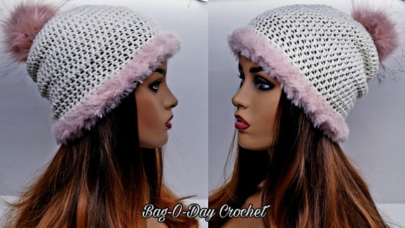 Easy Slouchy Beanie Hat Crochet Pattern Powder Puff Beanie Bag o day  Crochet Pattern DIGITAL DOWNLOAD ONLY