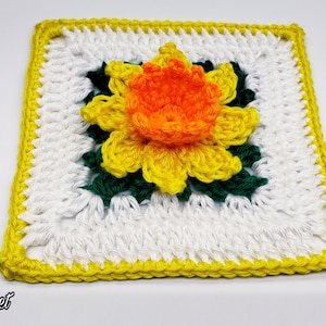 Crochet Daffodil Flower Granny Square Pattern DIGITAL DOWNLOAD ONLY