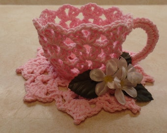 Easy Crochet tea cup pattern 331 DIGITAL DOWNLOAD ONLY