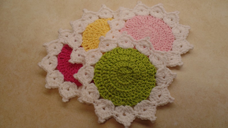 Crochet Queens Crown Coaster Set. Crochet coaster pattern 327. DIGITAL DOWNLOAD ONLY image 1