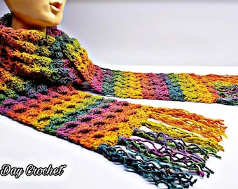Easy Crochet Scarf Pattern: Taste The Rainbow (Digital Download)