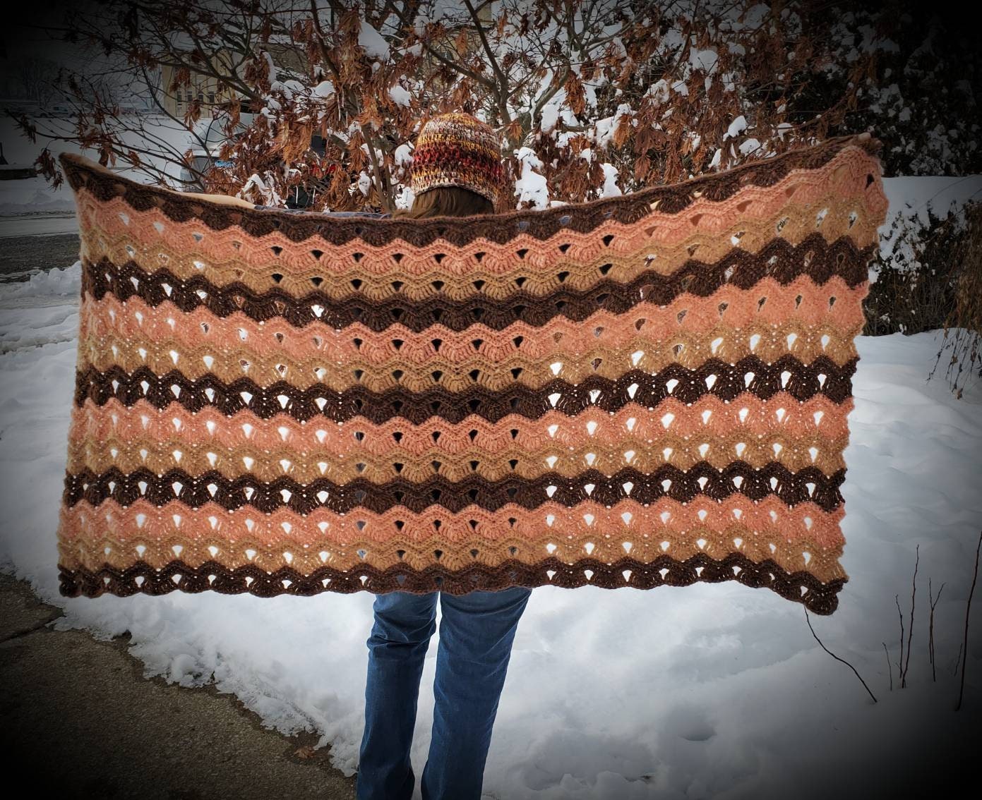 Crochet Rectangle Shawl Vintage Ripple Bag O Day Crochet - Etsy
