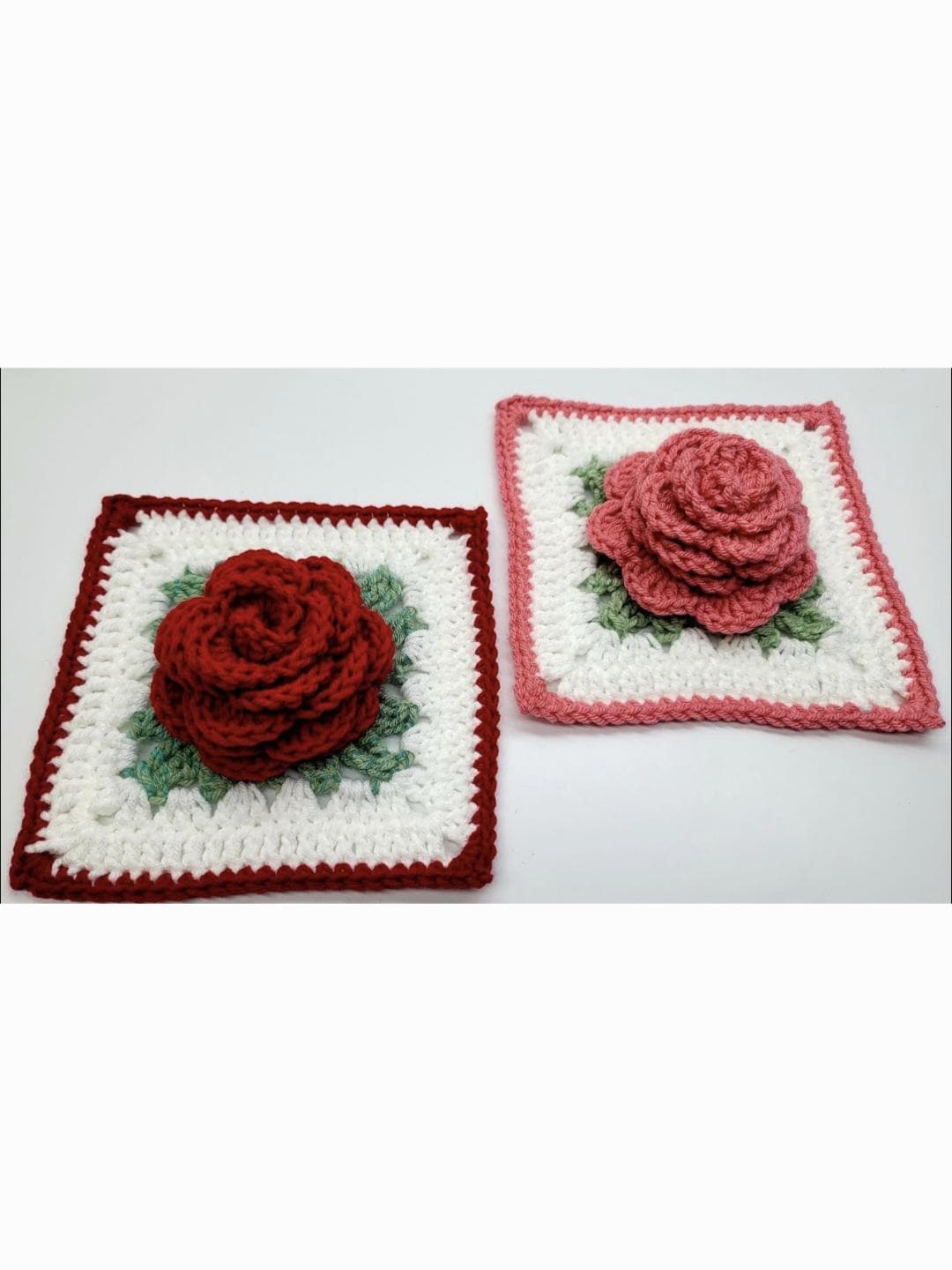 Crochet Easy 3D Rose Granny Square Pattern by Bagoday Crochet