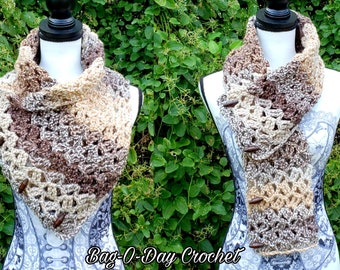 How to crochet a cowl scarf Easy Crochet Pattern "The Snickerdoodle Cowl" DIGITAL DOWNLOAD ONLY