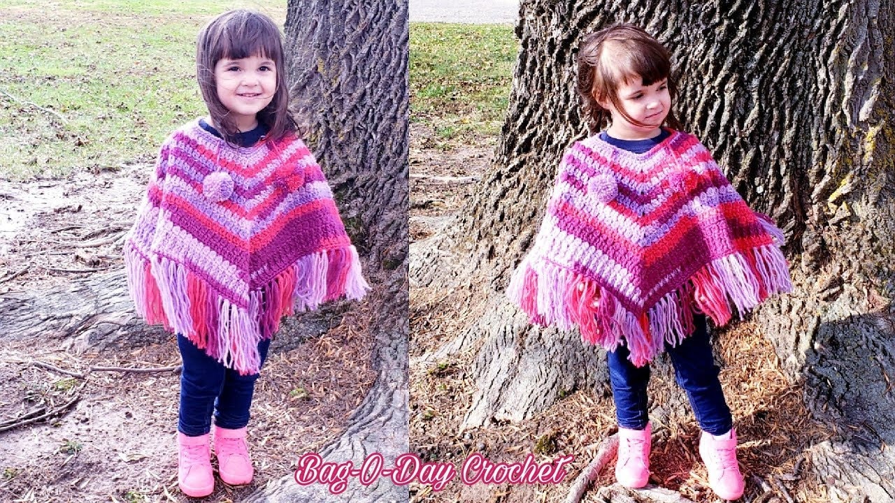 Crochet Kids Poncho Pretty Pink Crochet Pattern - Etsy