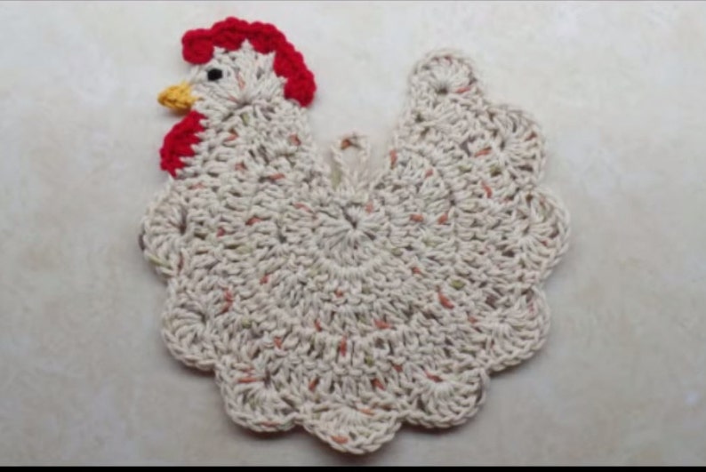 Crochet Chicken Potholder pattern 237 For Decoration Purpose Only DIGITAL DOWNLOAD ONLY image 1