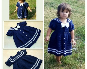 Crochet Sassy Lil Sailor Dress Pattern Size 2T DIGITAL DOWNLOAD ONLY