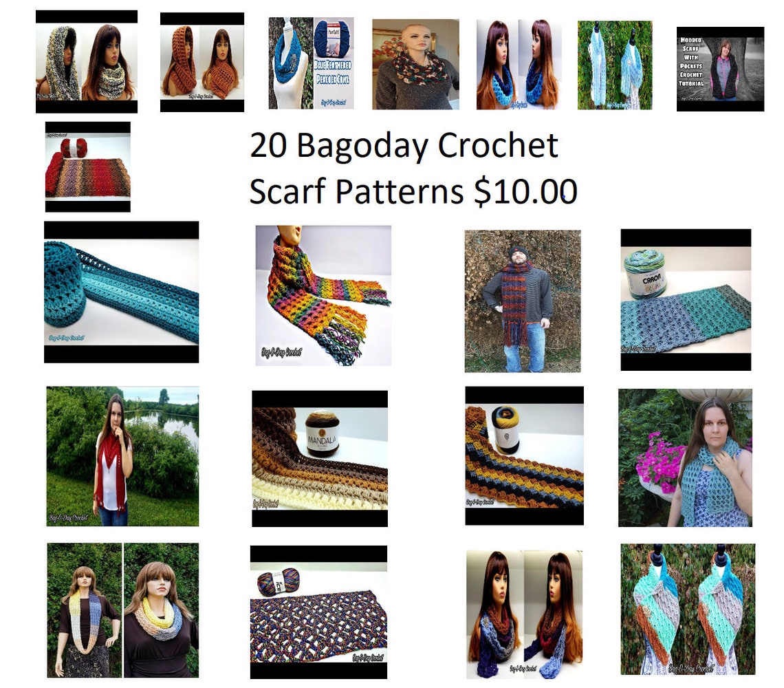 20 Bagoday Crochet Scarf Patterns SINGLE PDF DOWNLOAD Etsy