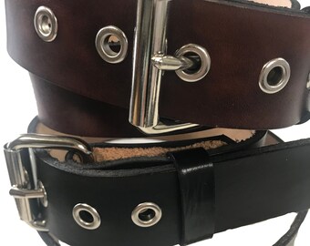 Mens Handmade Leather Belt Work Casual Heavy Duty Belt Brown or Black USA Made
