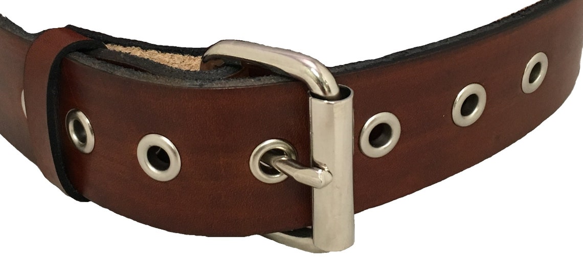 Fashion Leather Belt Full Grommet Reinforced Holes Around Etsy