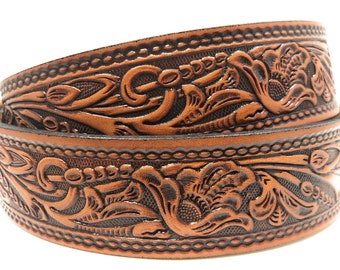 Women Ladies Girls Western Leather Belt Choose Buckle Choice (Plain or Designer) Size 30-52 Oak Design Great Gift