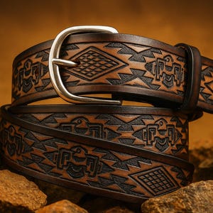 Aztec Custom Leather Belt - Etsy display picture 3