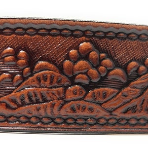American Eagle Design Handmade Men Western Work Casual Leather Belt USA Made Color Cocoa Brown Made In America image 2