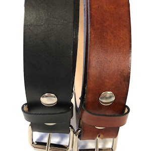 CLOSEOUT Grommet Reinforced Holes 1.5&quot; Wide Fashion Casual Leather Belt Handmade in USA Color Black