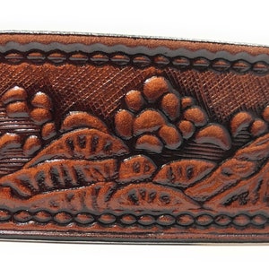 American Eagle Design Handmade Men Western Work Casual Leather Belt USA Made Color Cocoa Brown Made In America image 4