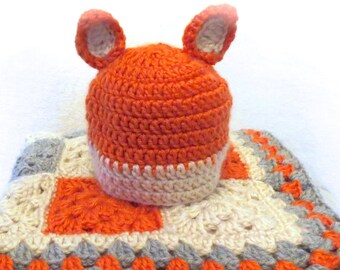 Crocheted Fox Baby Hat