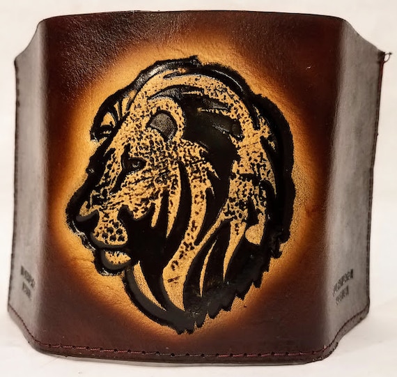 Lion Bifold or Trifold Leather Wallet