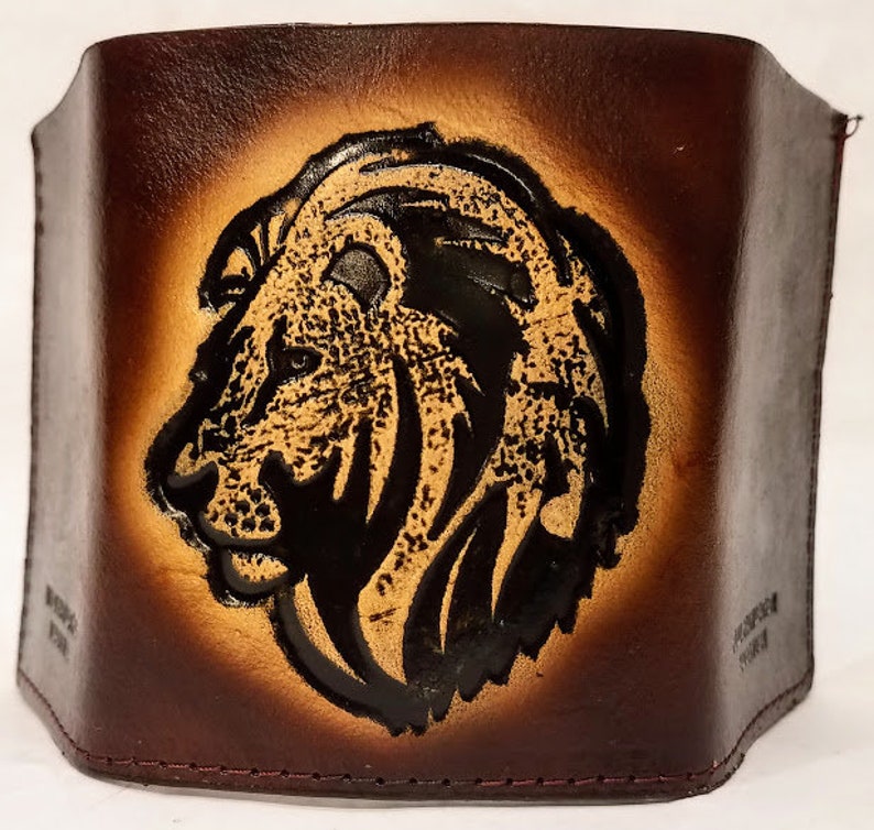 Lion Bifold or Trifold Leather Wallet